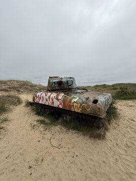 Panzerwrack im Sand